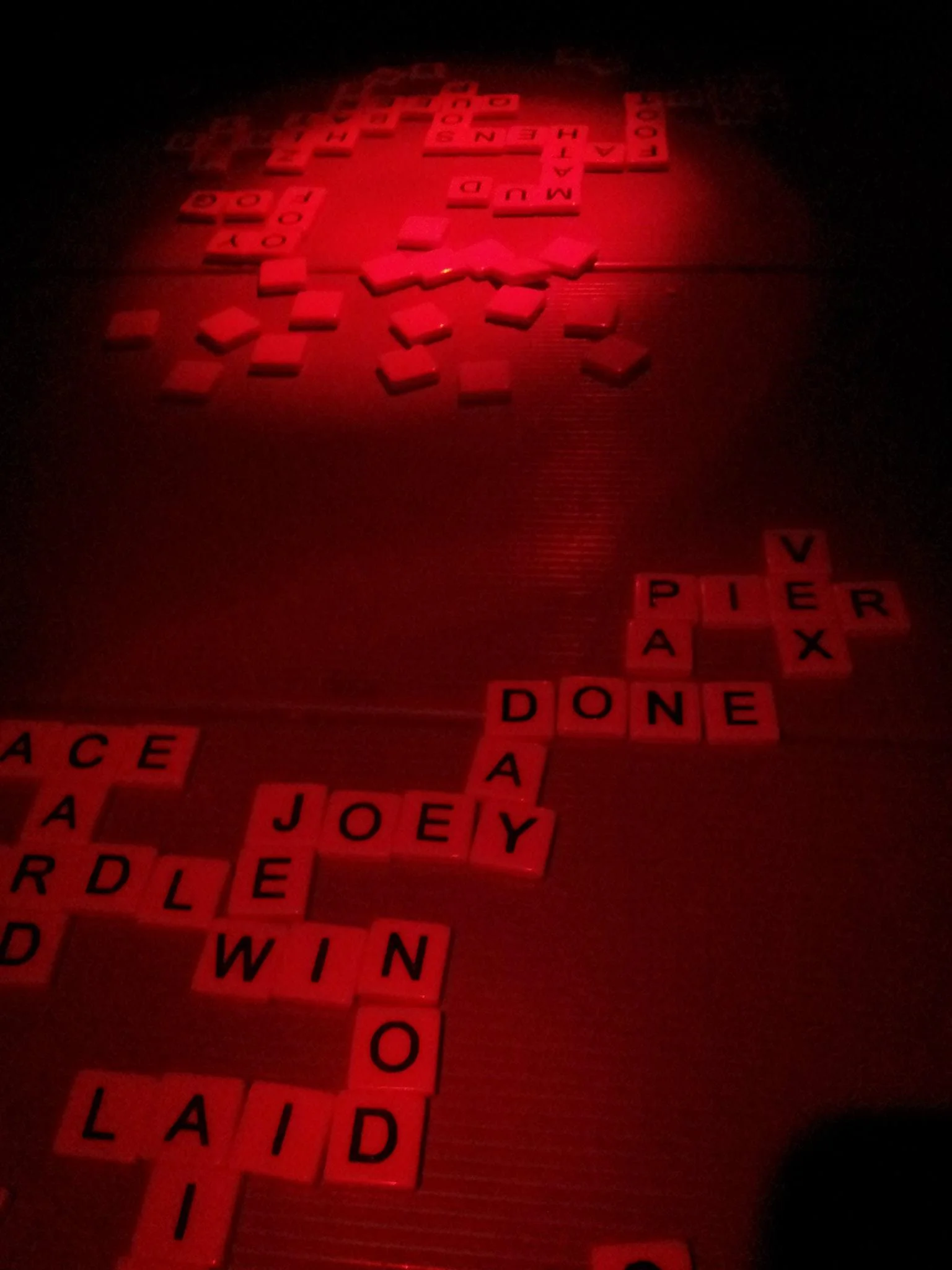 Our nightly entertainment of bananagrams
