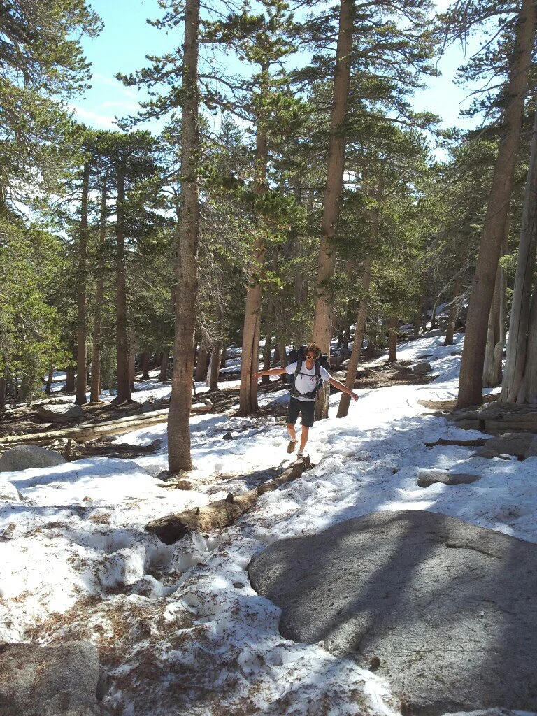 Hiking through the snow at San jacinto in the spring