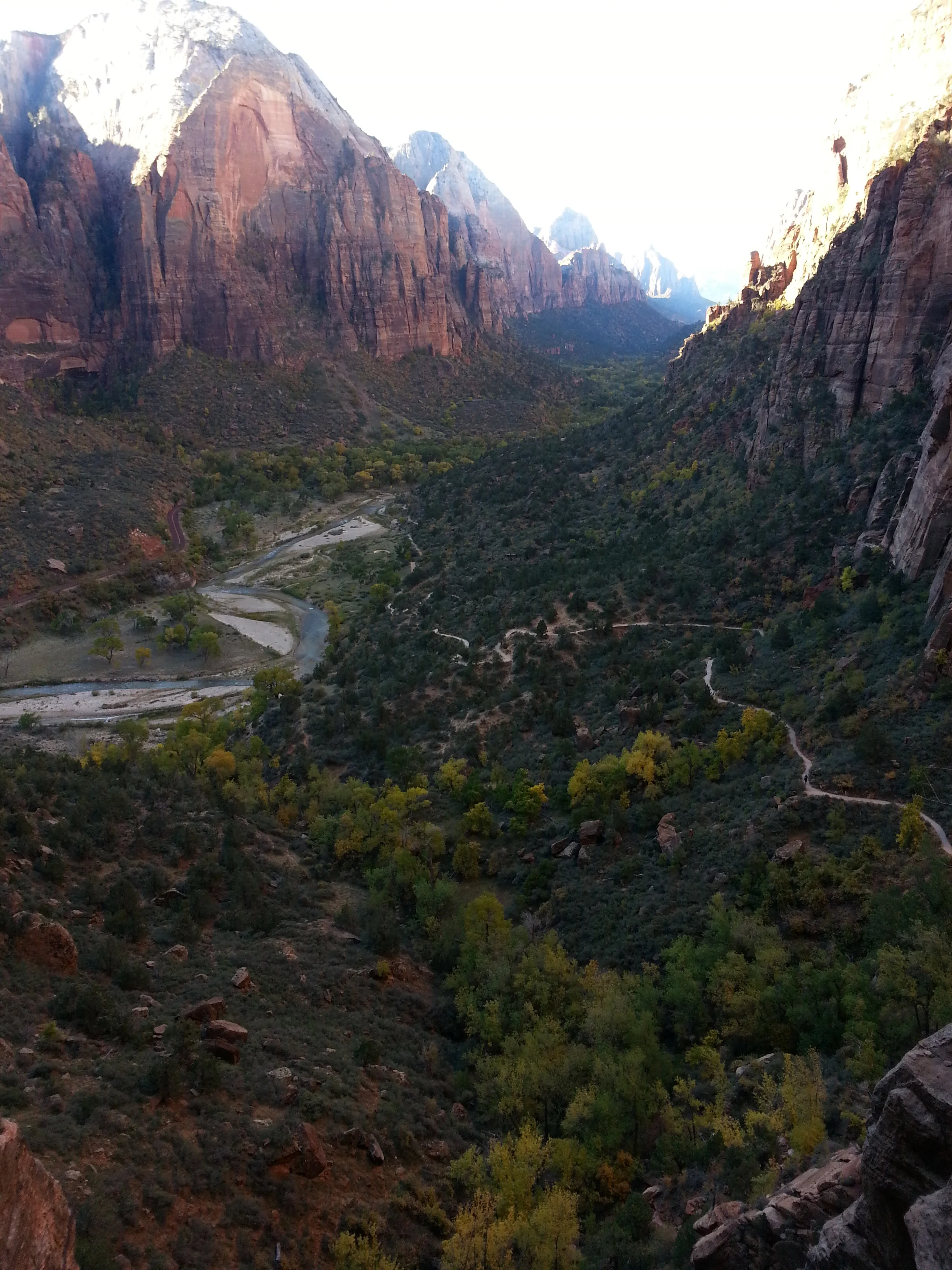 The view of the trail and canyon before the sun rose