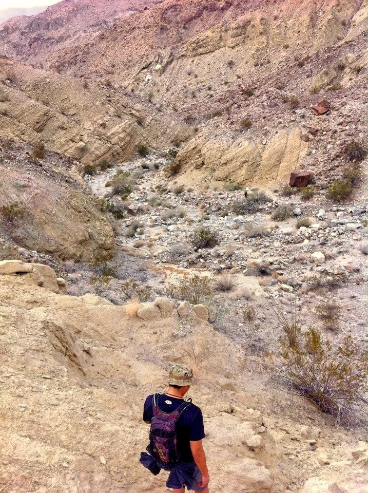 Heading over the ridge into another wash