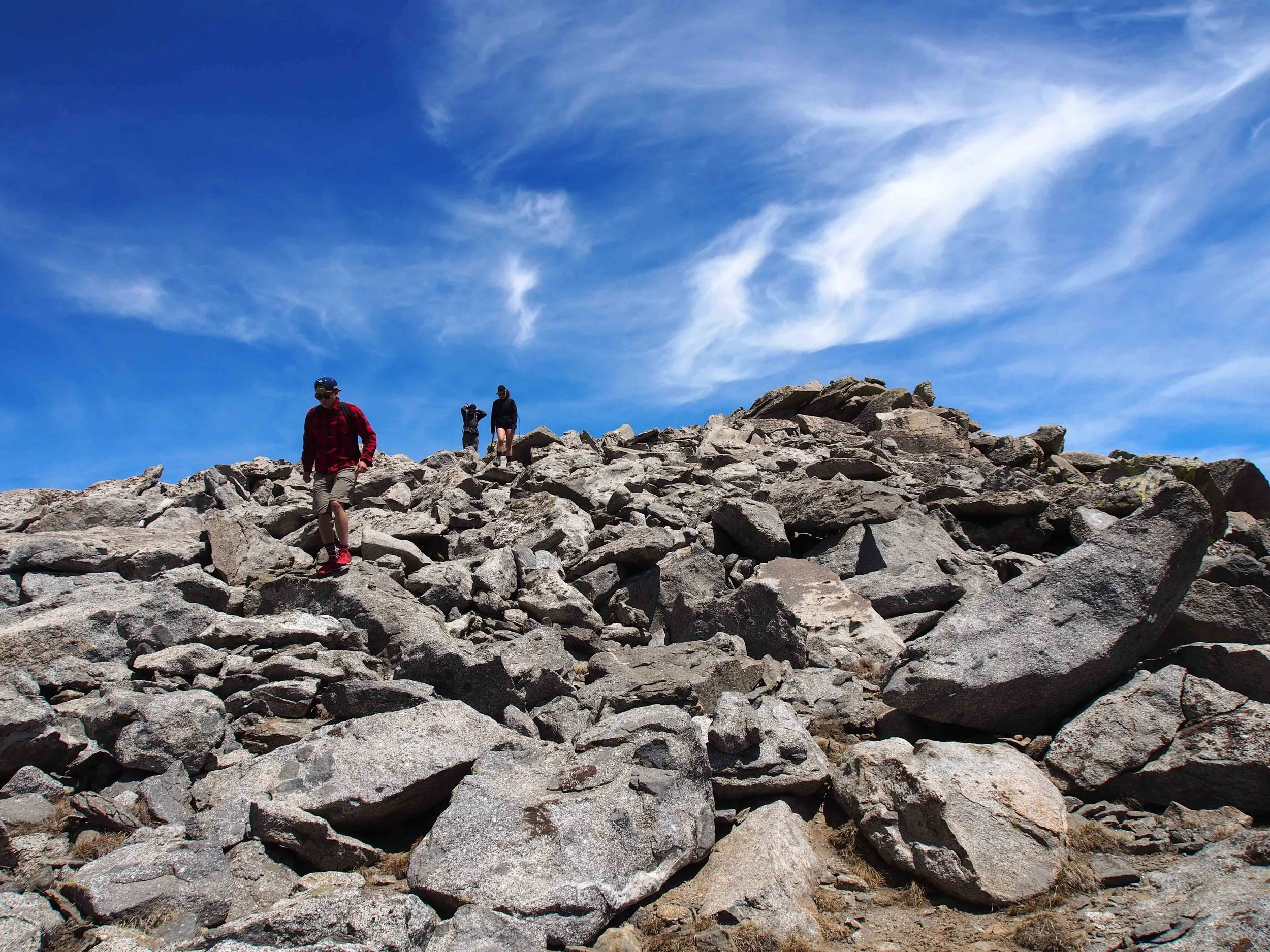 Hiking back down the boulder pile