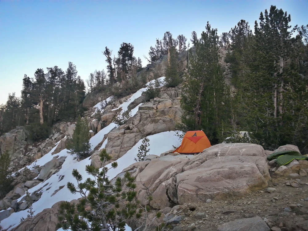 Our new campspot on the ridge between 4th and 5th Lakes