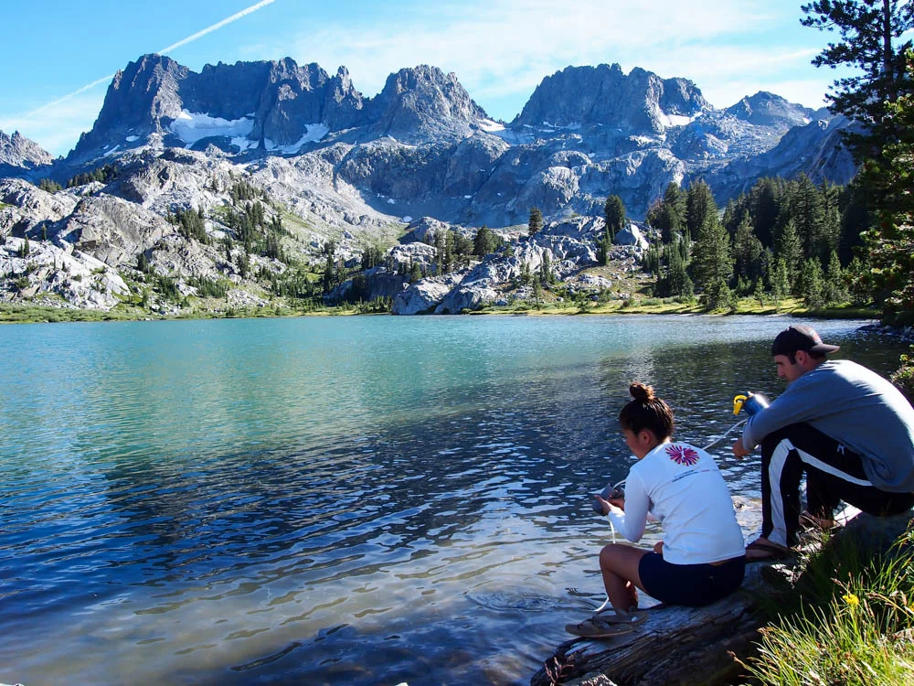 Pumping water near our campspot at Ediza Lake