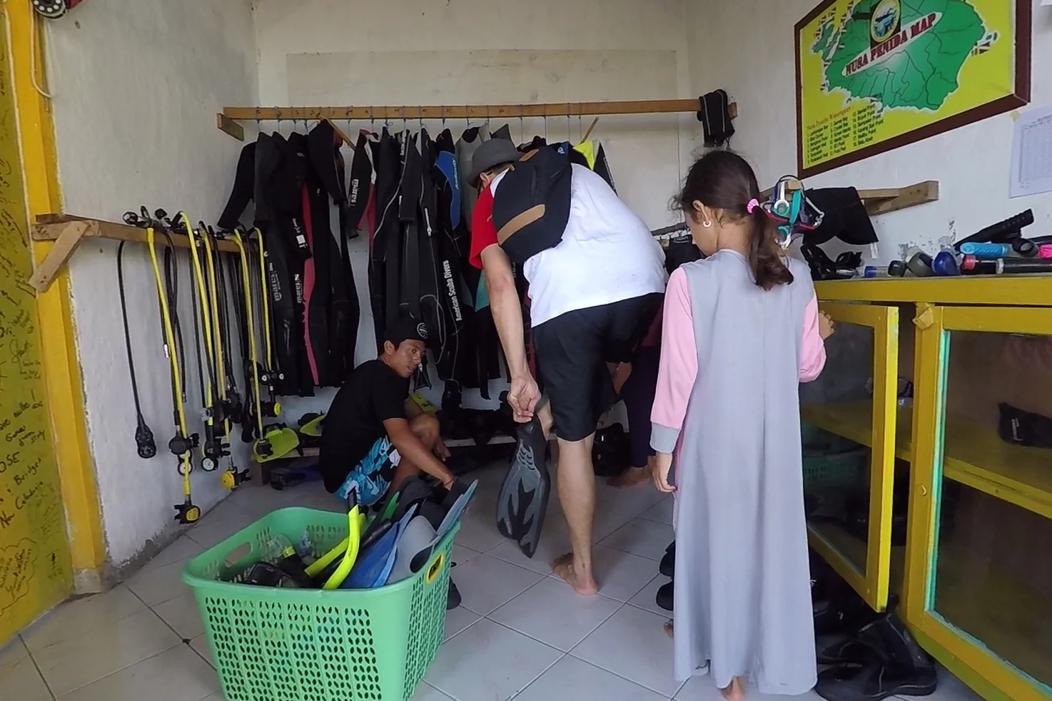 Sizing up our mask and fins