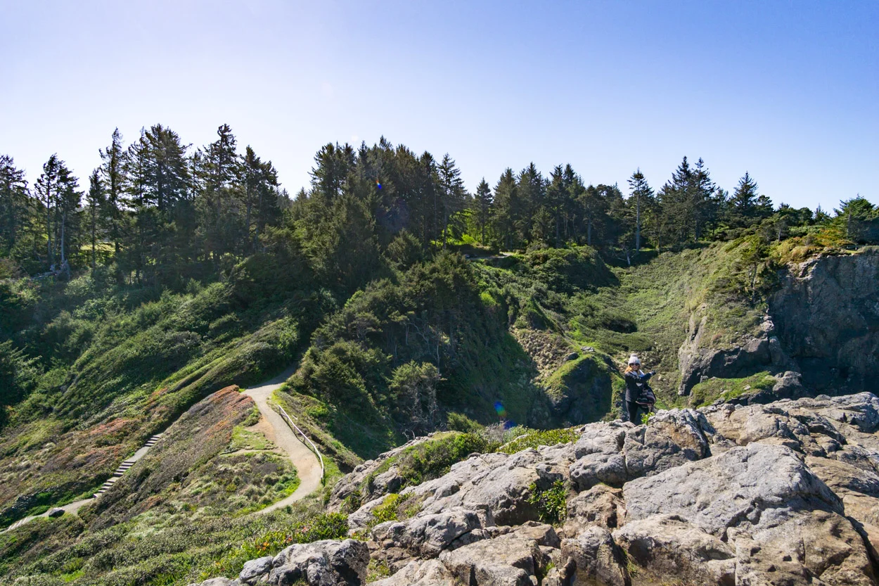 Scrambling to the top of the rock patch