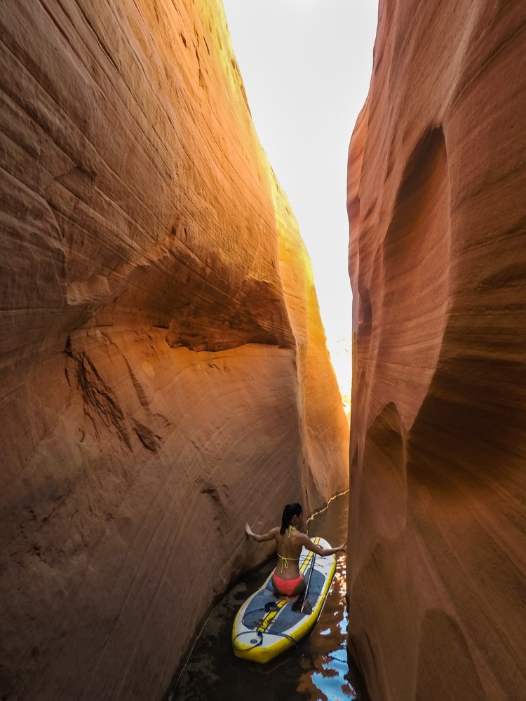 Using the narrow canyon walls to push through the canyon