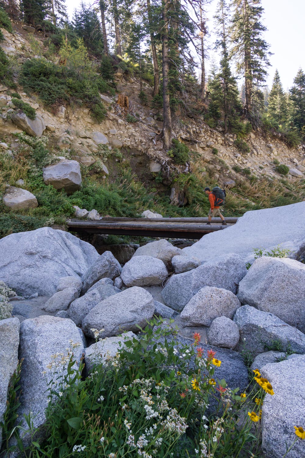 Crossing buck creek on our 6 day high sierra trail trip