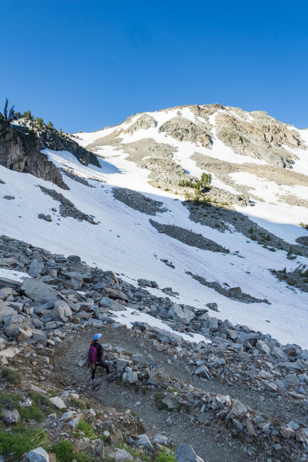 hiking up the switchbacks to duck pass