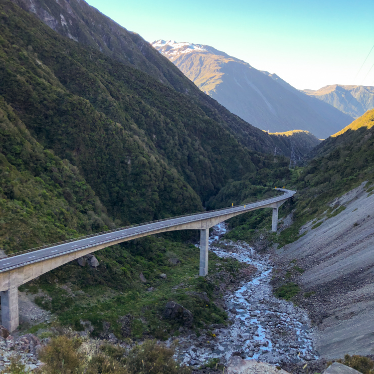 The view of Otira Viaduct Lookout after climbing up the steep hill