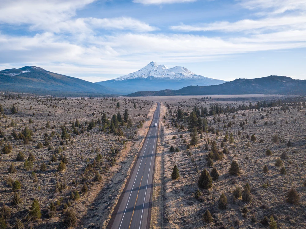 The type of landscape around Mammoth and Hwy 97