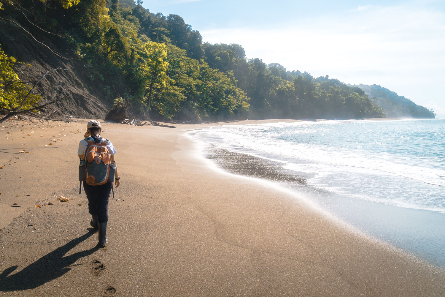 hiking from la sirena on the beach