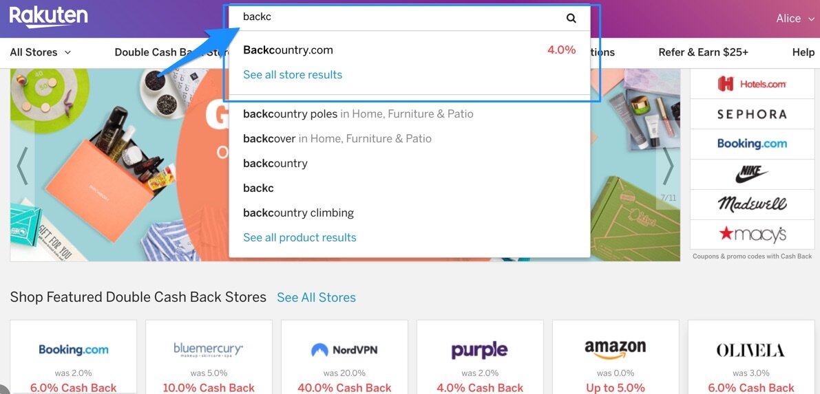 Search for a store using the search bar