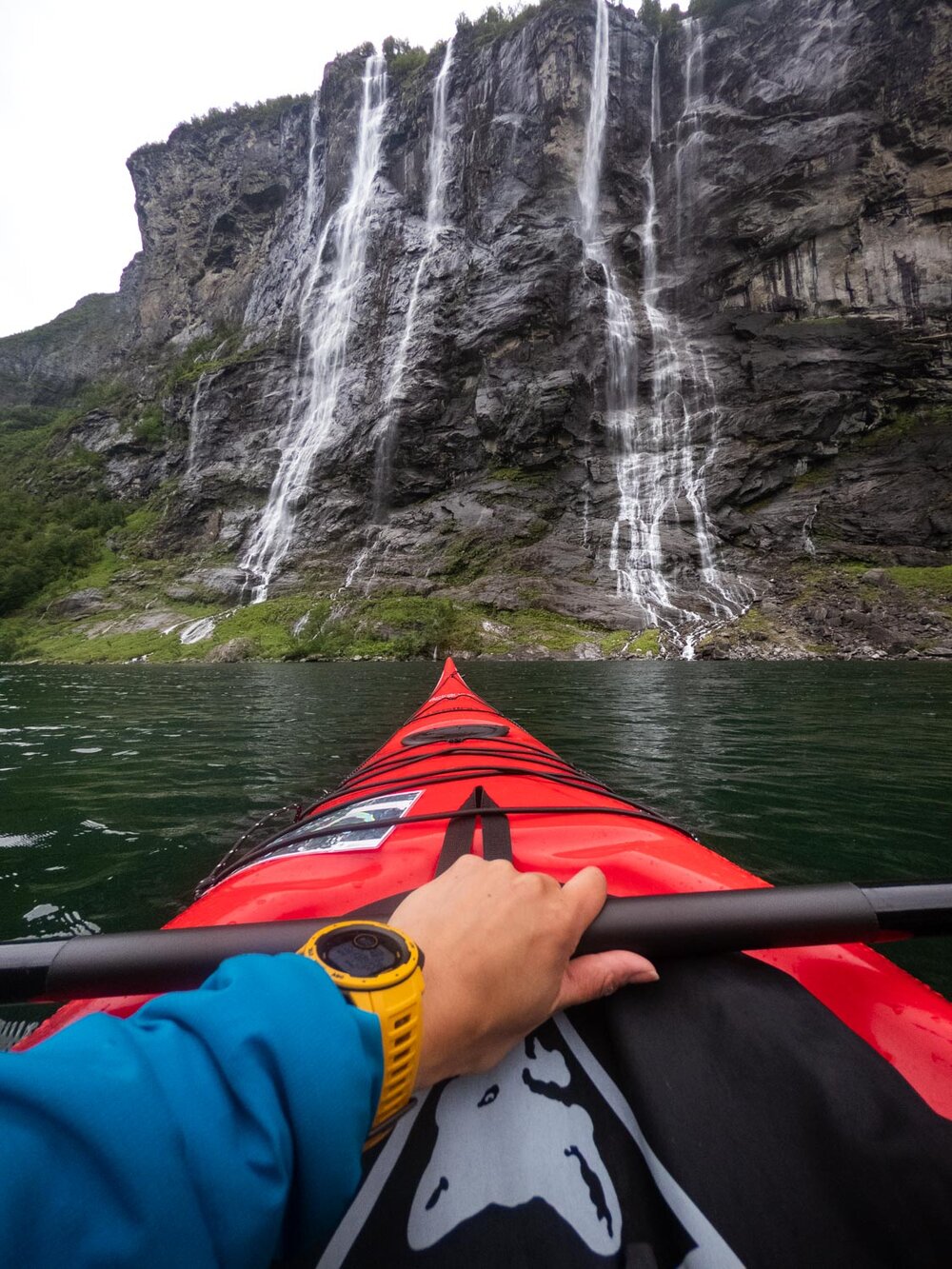 Kayaking Geirangerfjord to Seven Sisters Falls