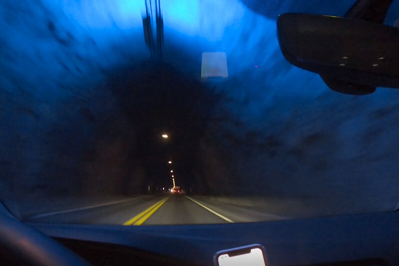 Driving through the Laerdal Tunnel in Norway