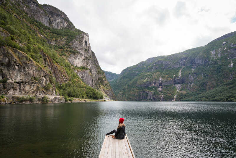 A dock at Vassbygdevatnet lake in Norway