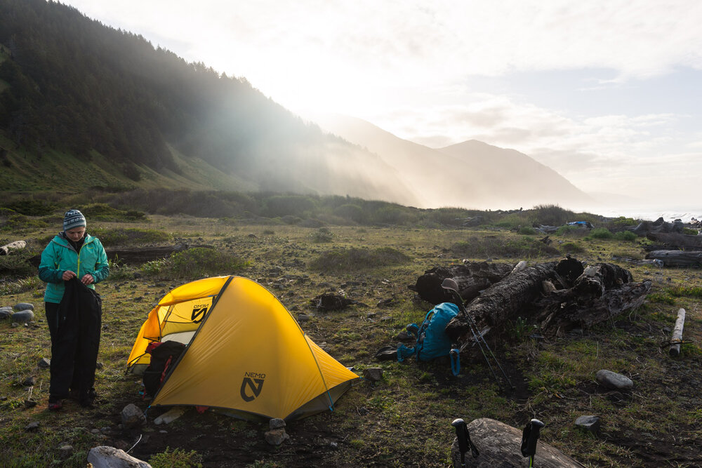 Backpacking camp sites on the Lost Coast Trail - Spanish Creek