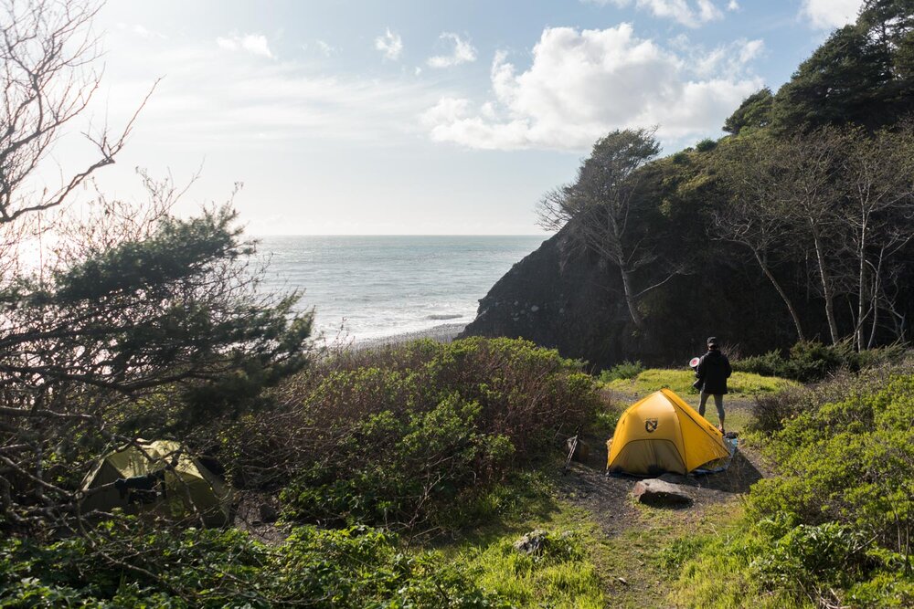 Lost Coast backpacking camp site at Buck Creek