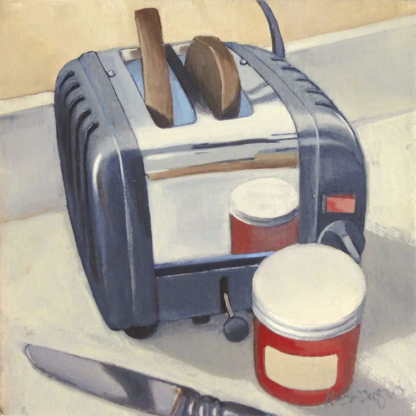 Toast with Jam, acrylic on panel, 6” x 6” (SOLD)