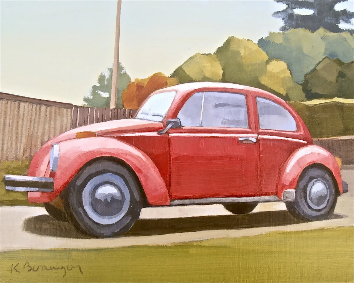 Red VW, acrylic on linen, 8” x 10” (SOLD)