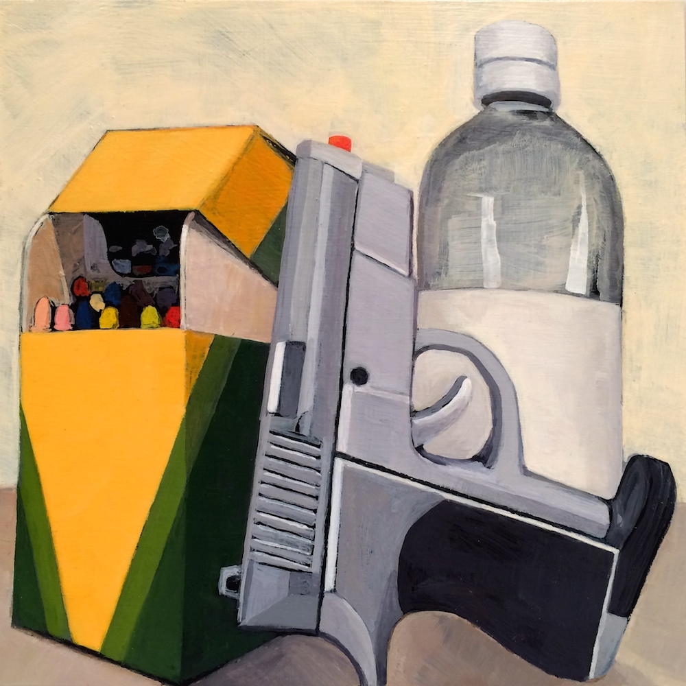 Box of Crayons, acrylic on panel, 6” x 6”