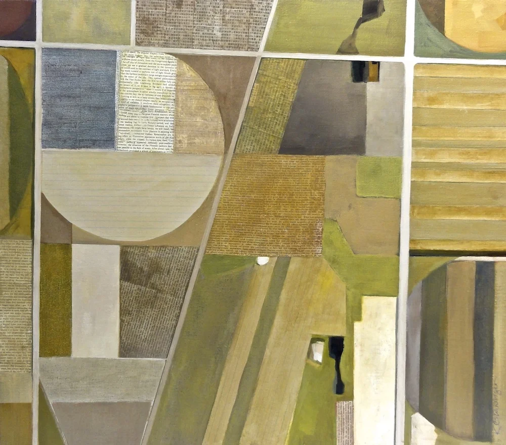 Ayr, acrylic and collage on linen, 26” x 30” (SOLD)
