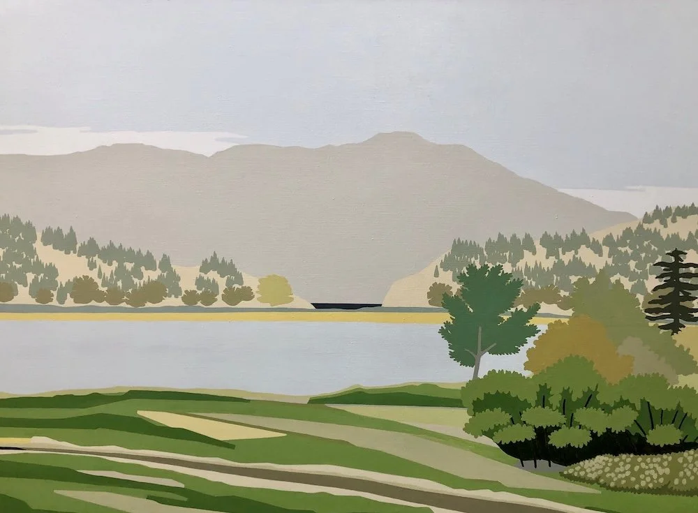 Mountain by Bay, acrylic on linen, 36x48 inches (SOLD)