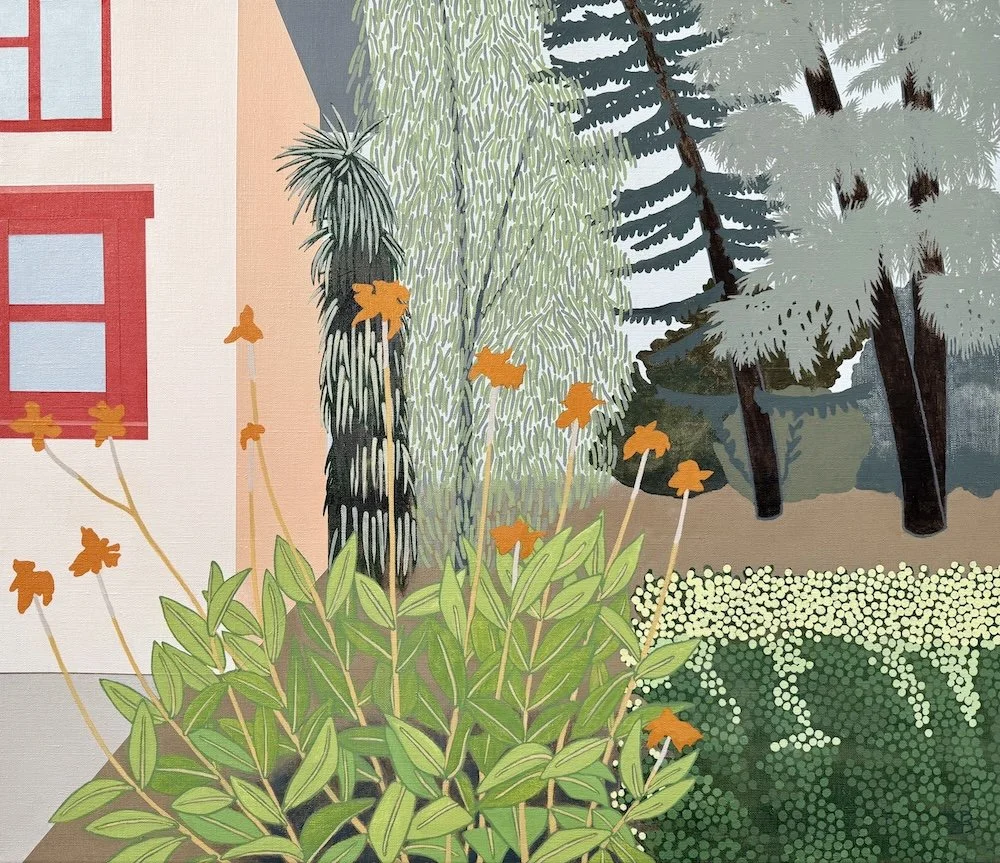 Garden by Redwoods, acrylic on linen, 26x30 inches (sold)