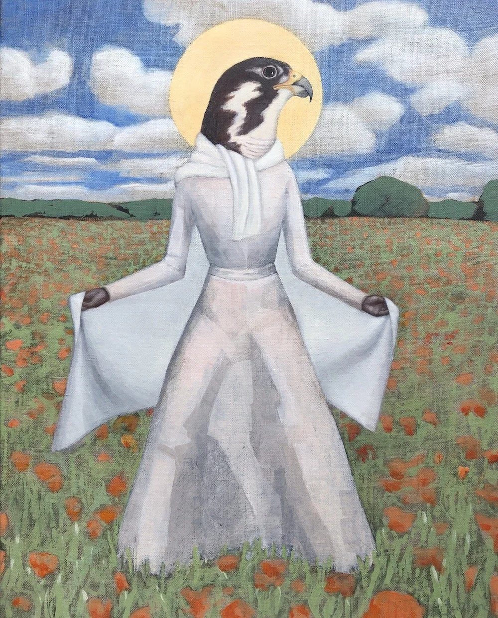 Bessie Lands in a Poppy Field, 20×16in