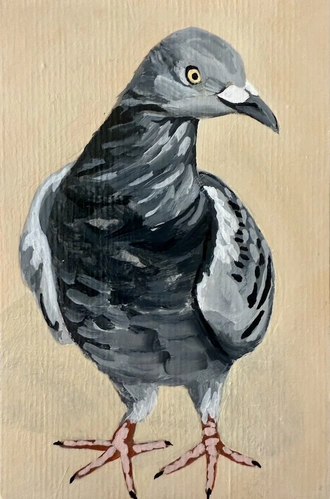 Swan of East Village, acrylic on paper, 7x5 inches (SOLD)