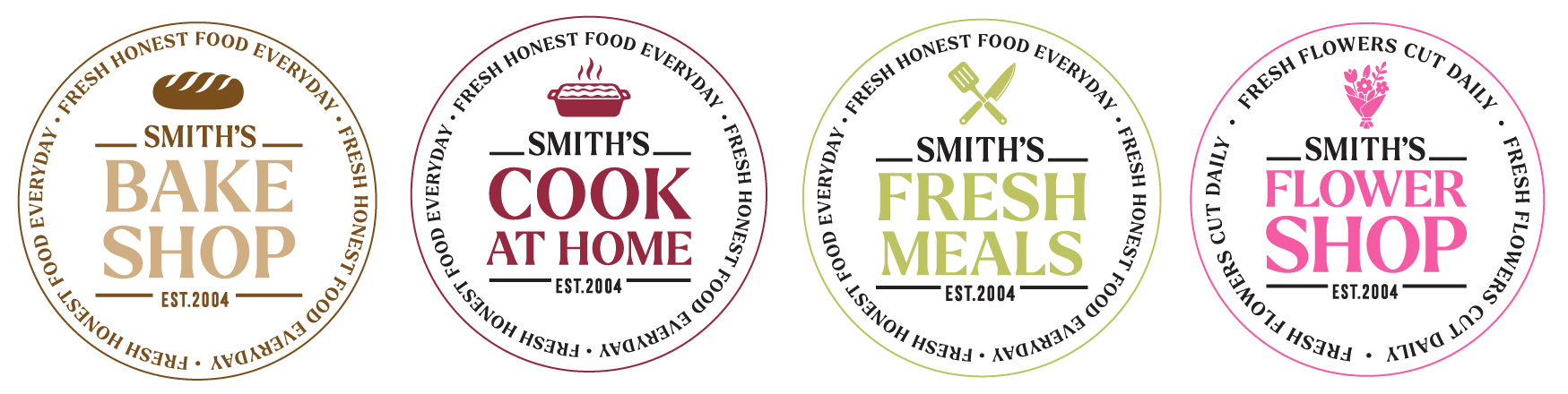 The family of department logos created for Smiths SuperValu