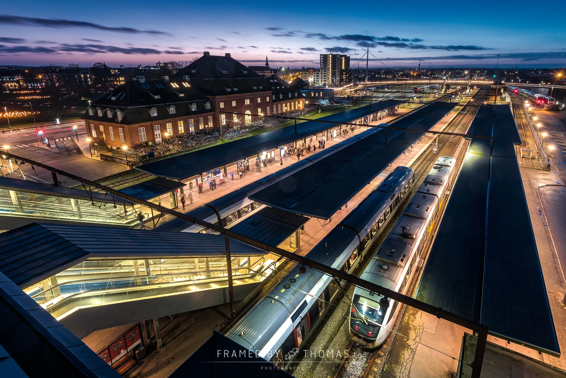 Odense central train station from above