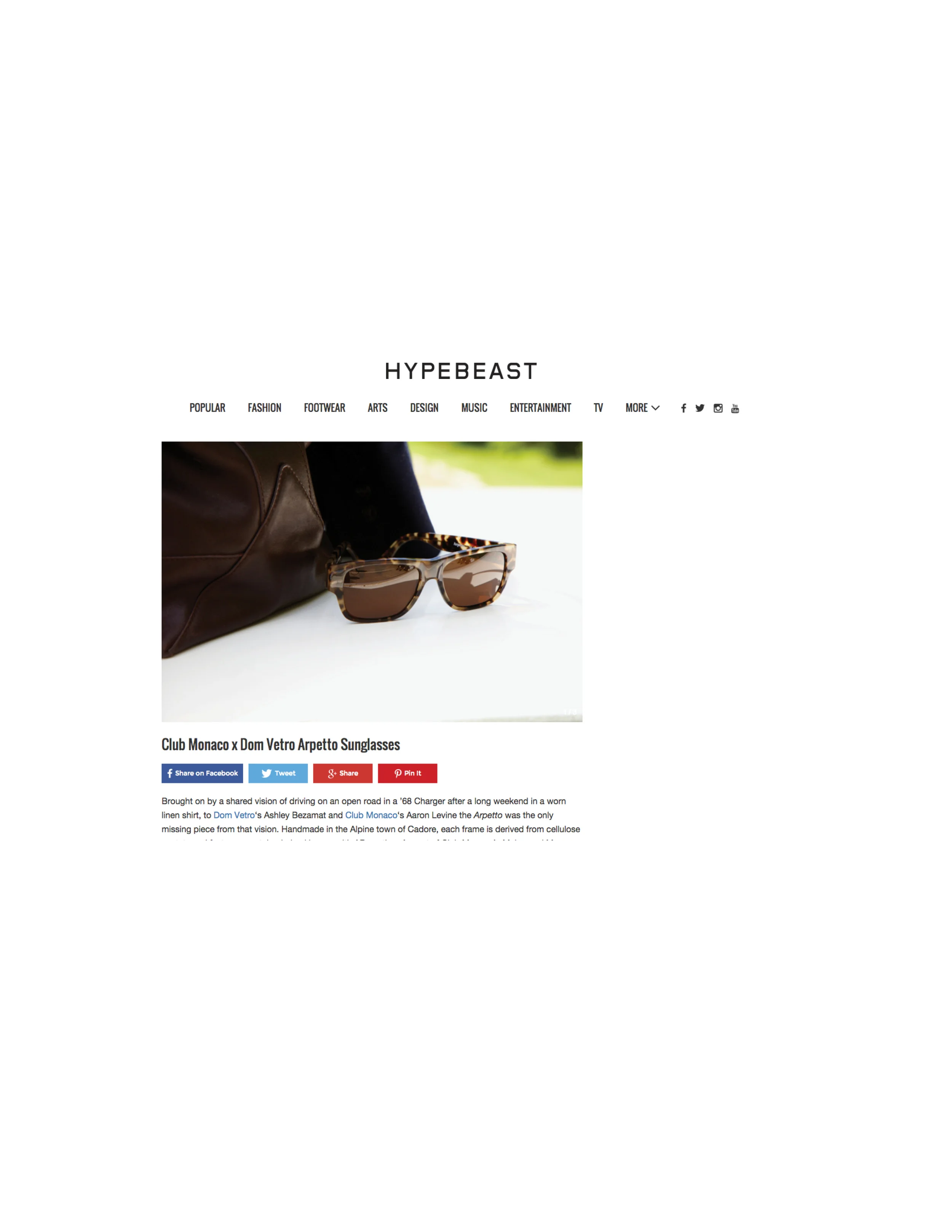 Hypebeast Dom Vetro x Club Monaco