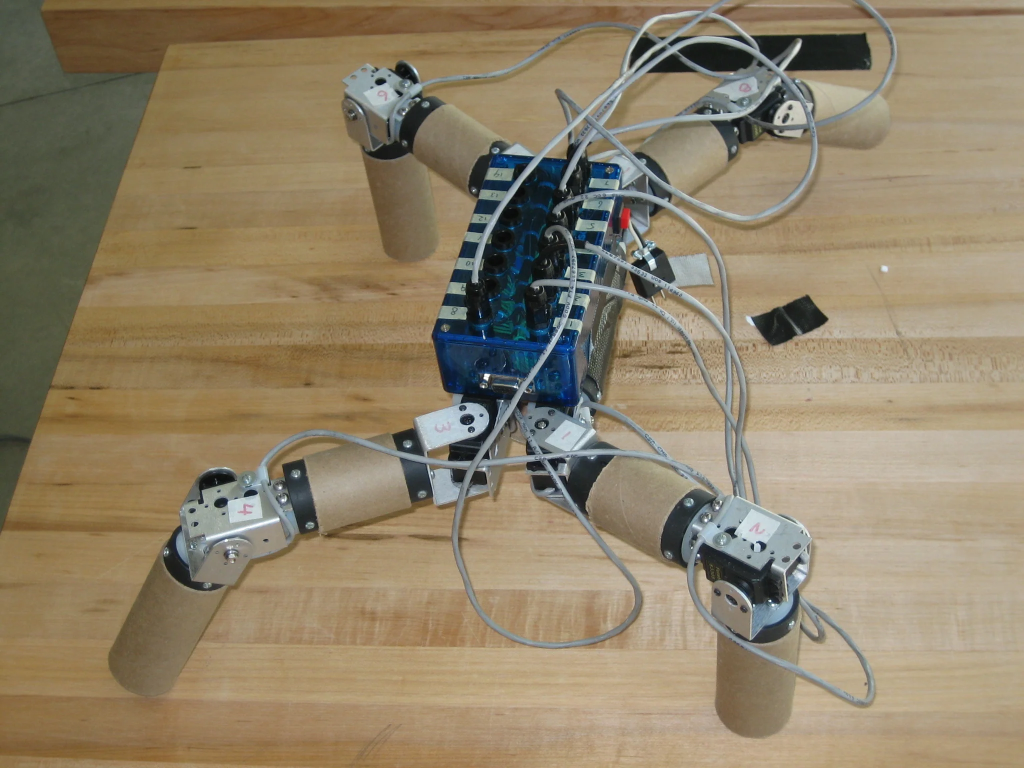  Card board tube insect robot prototype. Developed for robotics joints guided workshop.  