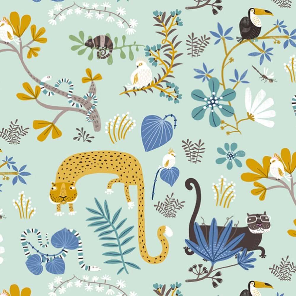 Big cats, crocs and jungle insects. 😊This was such a fun job and I am thrilled about how they turned out! Jungle Jive collection is available through www.clothworks.com. #lillarogers #lillarogersstudio #fabricdesign #pattern #textile #quilting #clot