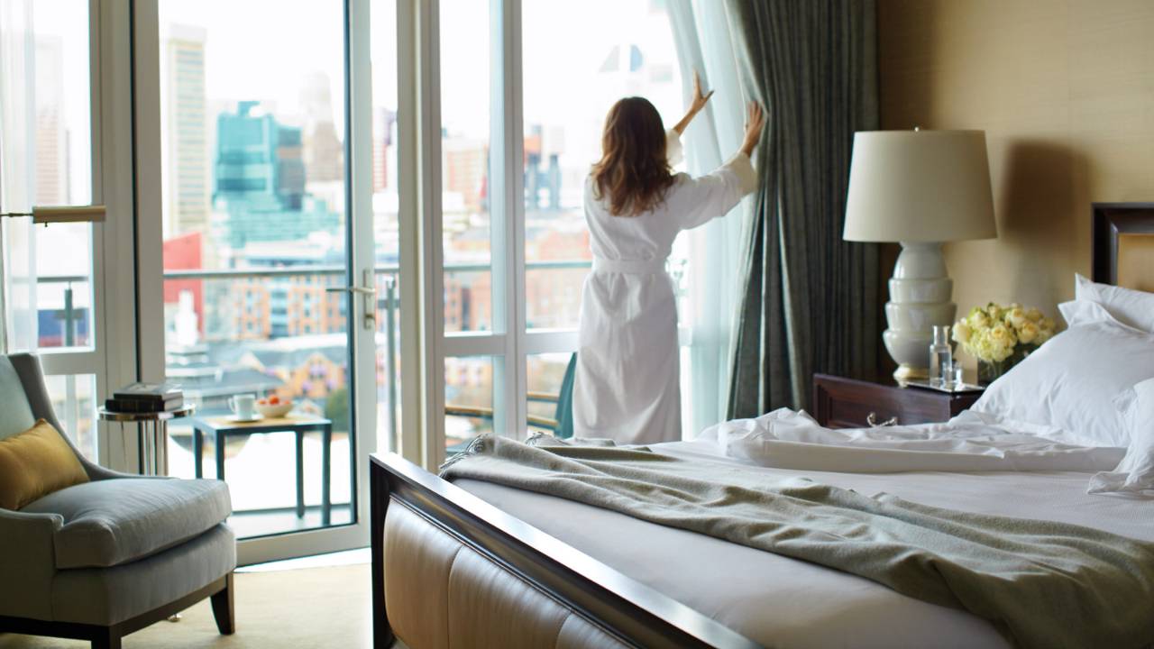 Extra time to relax: She just texted her order for her free in-room breakfast.