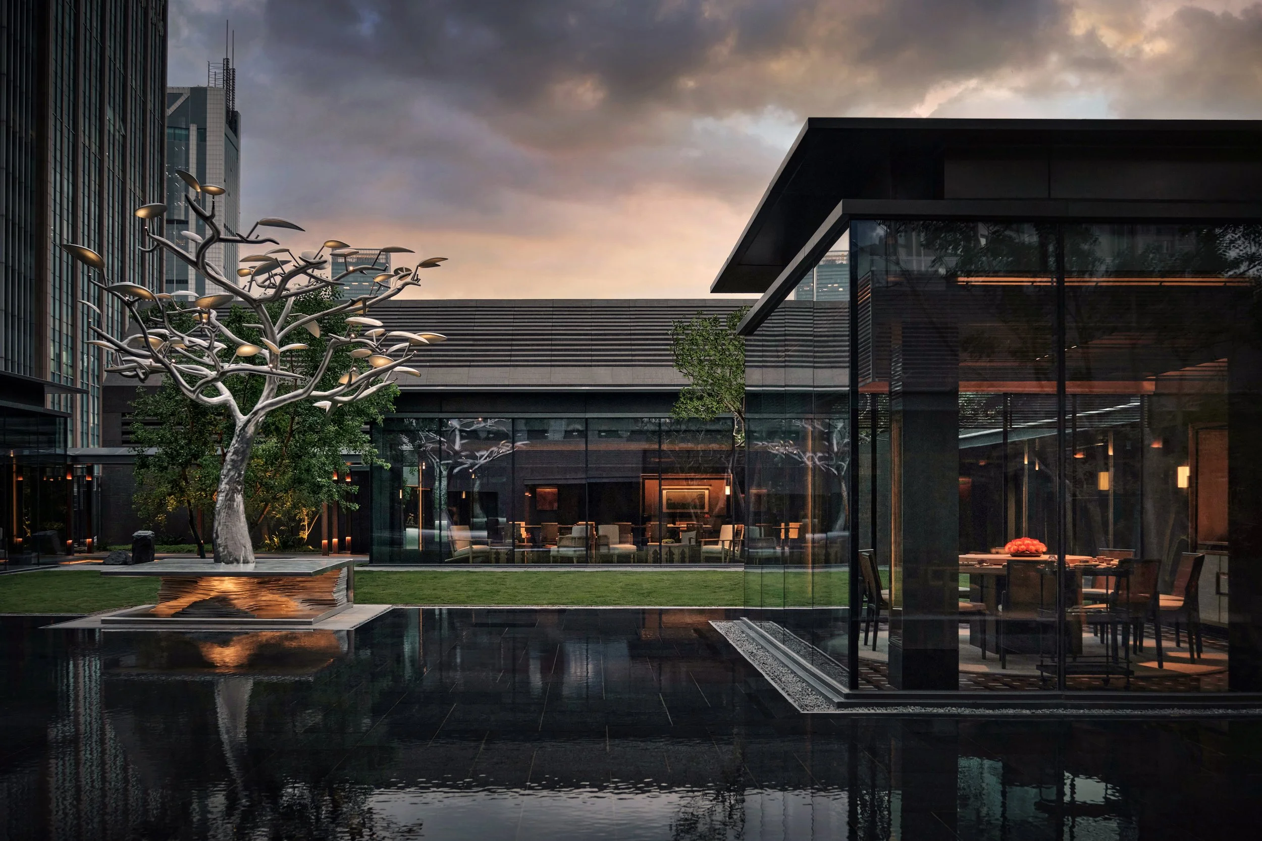 Alila Shanghai-P0056-Lobby-Floor-With-Artpiece-Night.jpg