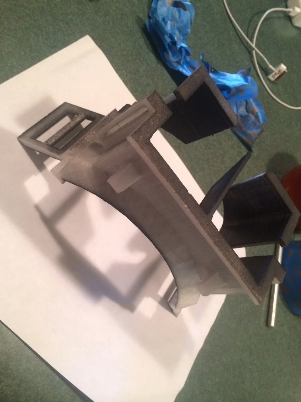 The headset after spray painting the inside black.