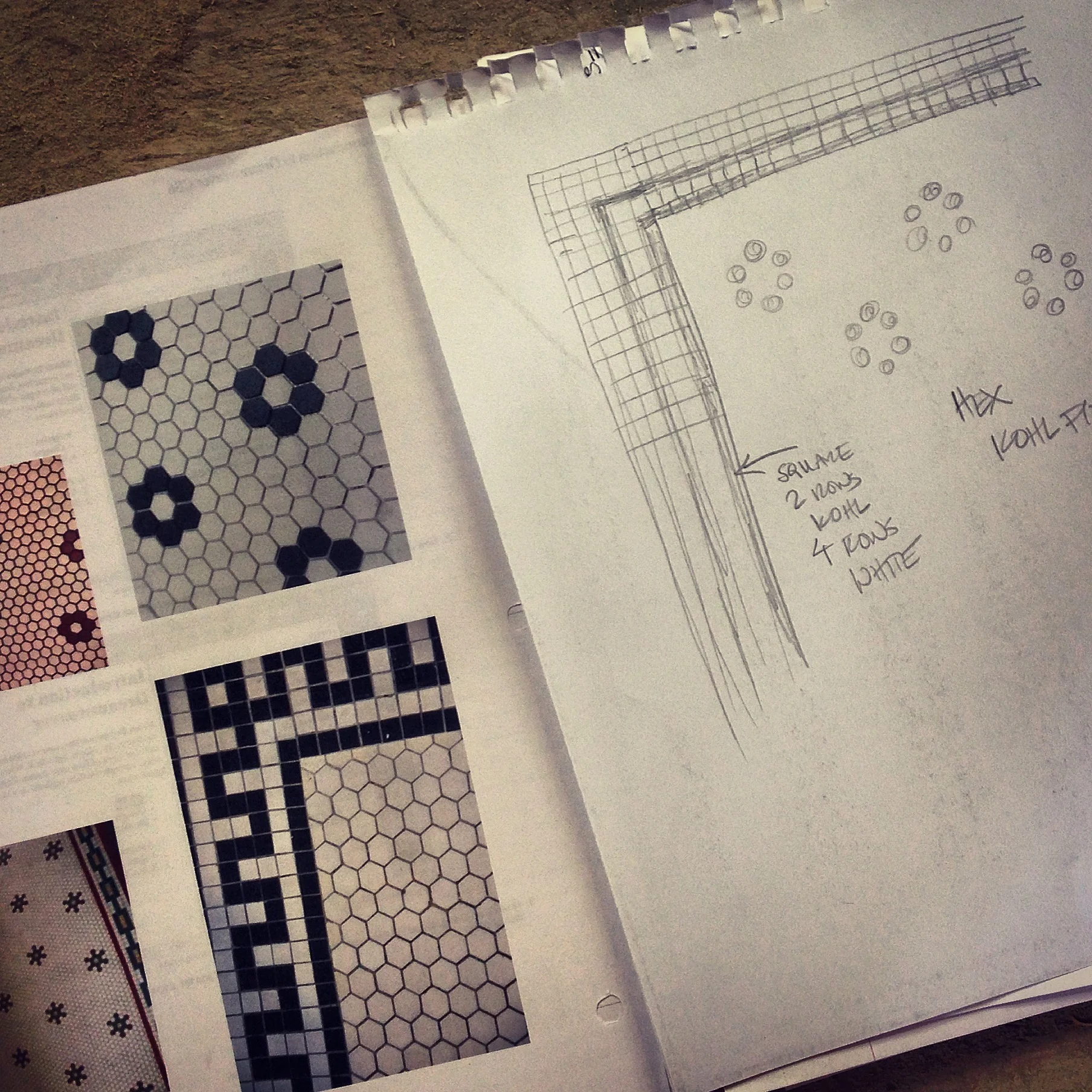 Making plans for a custom tile install in a Craftsman house renovation. 