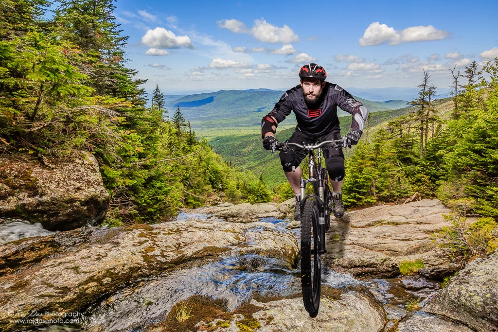 Composite image of Jason biking the White Mountains, NH