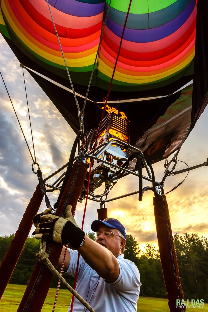Pilot makes final checks to the lines before take off