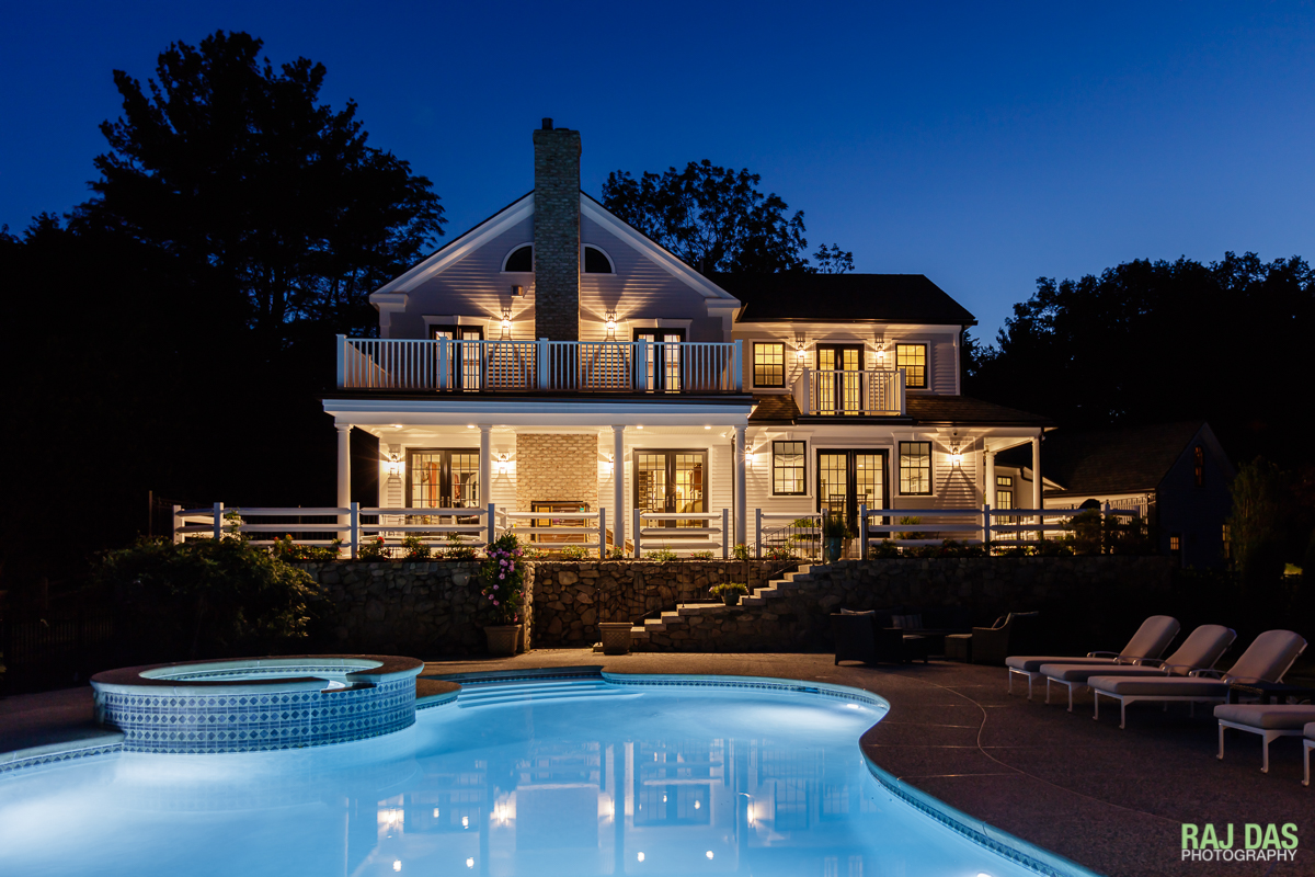 Another pool side view at dusk