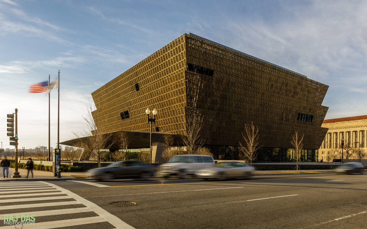A street level view of the Museum from the intersection of 14th Street and Madison Drive