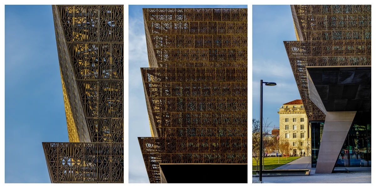  Details of the bronze colored corona panels that give the Museum its distinctive shape