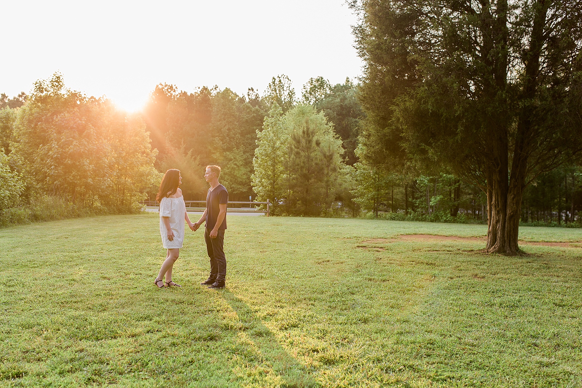 Durham NC Engagement Picture at Sunset