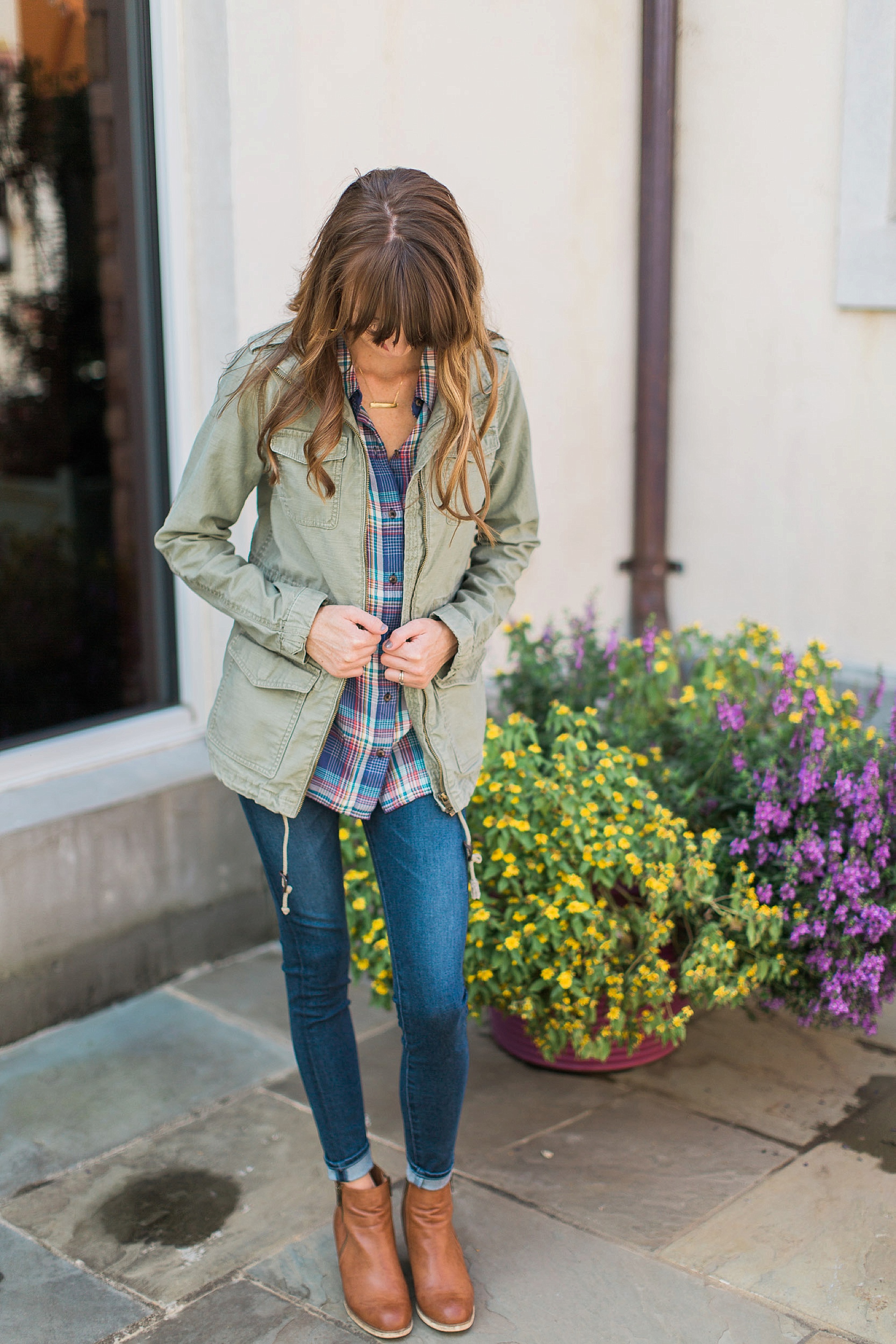 plaid utility jacket