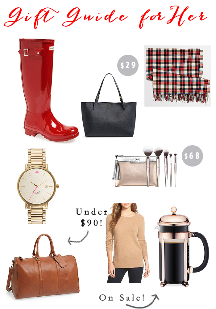 Rain boots // Purse // Scarf // Watch // Brushes // Weekender // Sweater // French Press