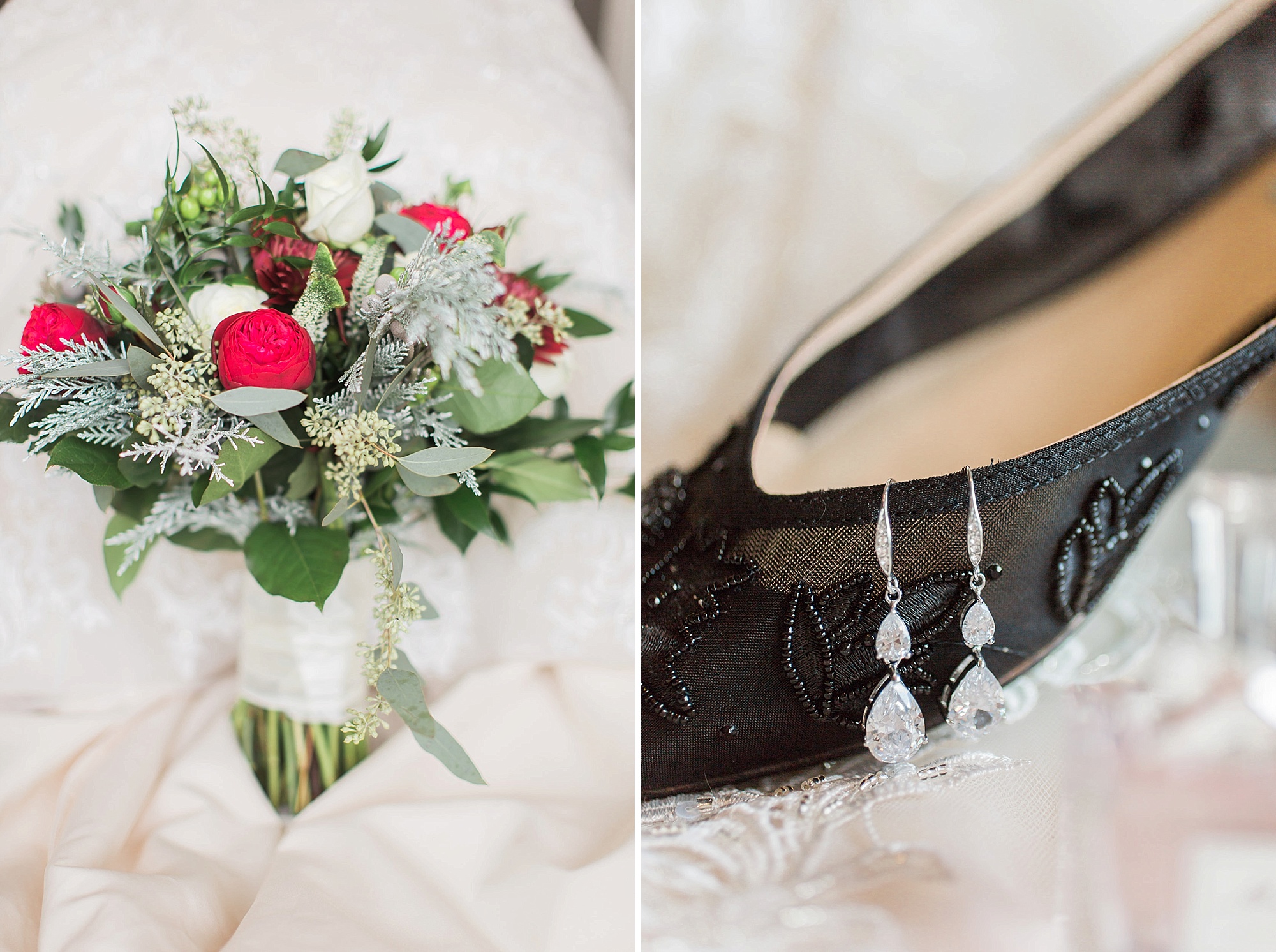 Black and white wedding details