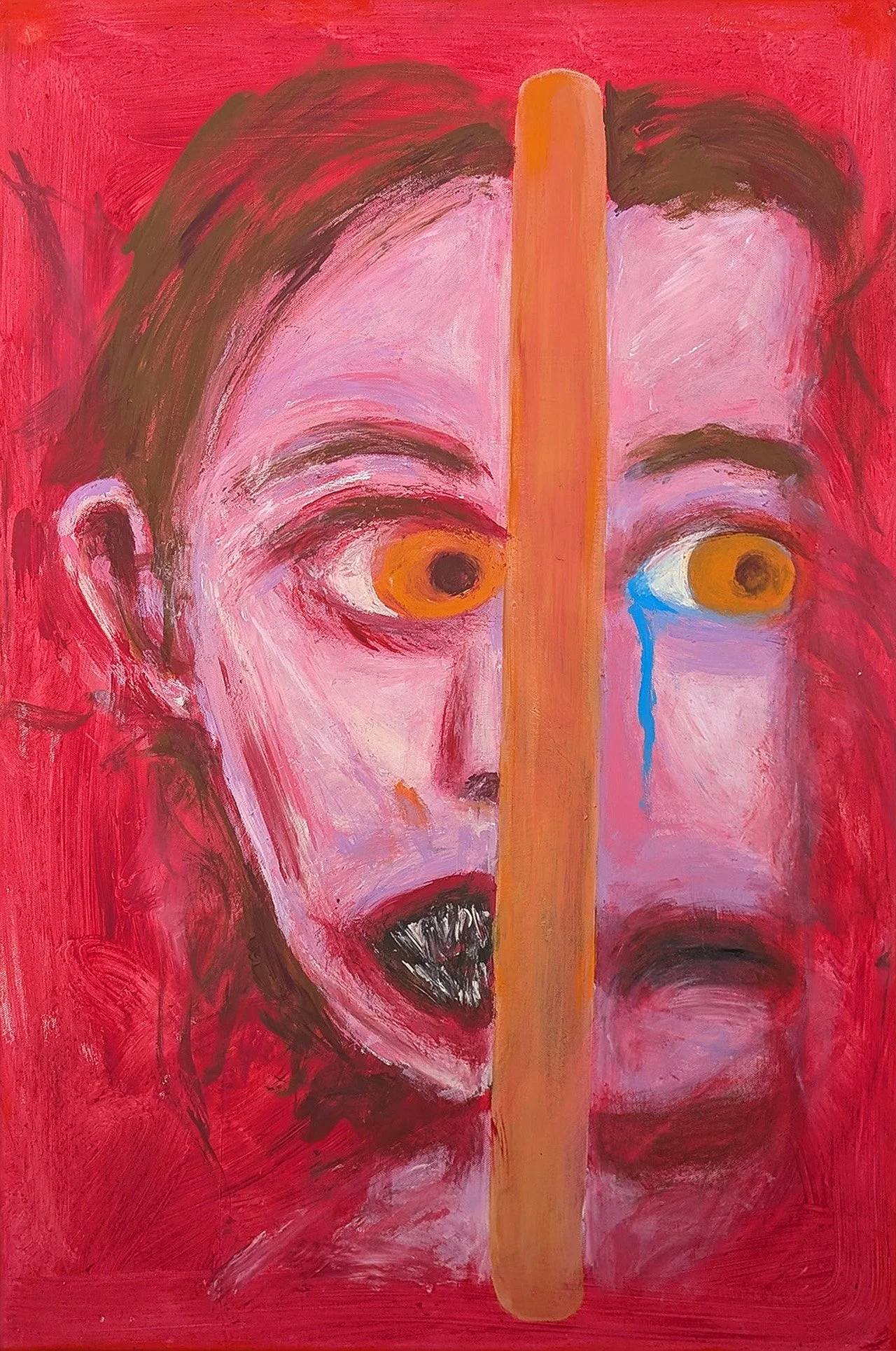 red-abstract-expressionist-painting-fine-art-francis-bacon-two-faces-woman-man-maneater-prowl-predator-prey-sharp-teeth-tears-crying-hunting-psycohology-blue-yellow-turquoise-orange (2-0-0.jpg