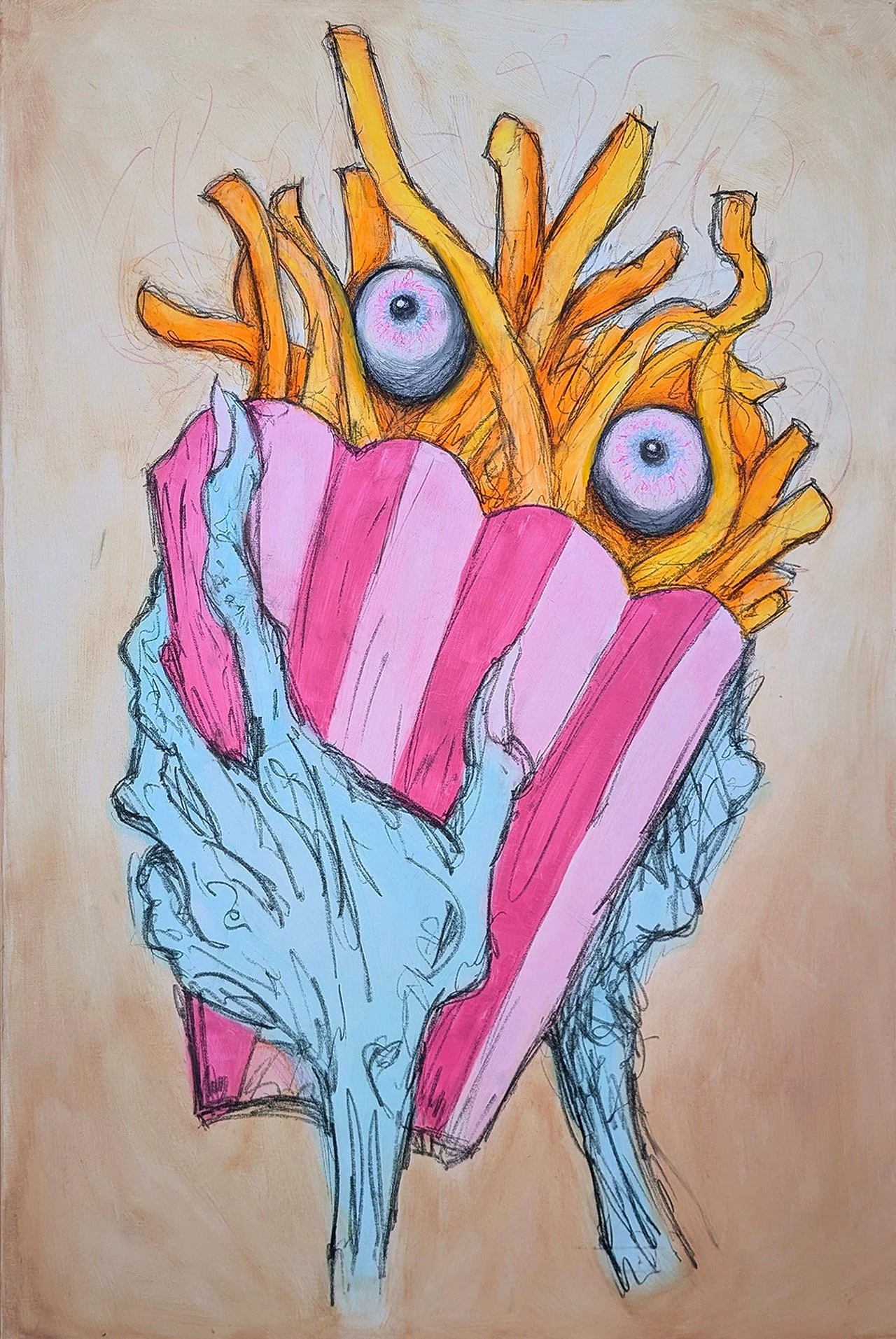 curious-creatures-monsters-abstract-expressionist-painting-colorful-diptych-fine-art-artwork-halloween-spooky-whimsical-eyeballs-nails-french fries-orange-green-pink-yellow-hands-feet (0-0.jpg