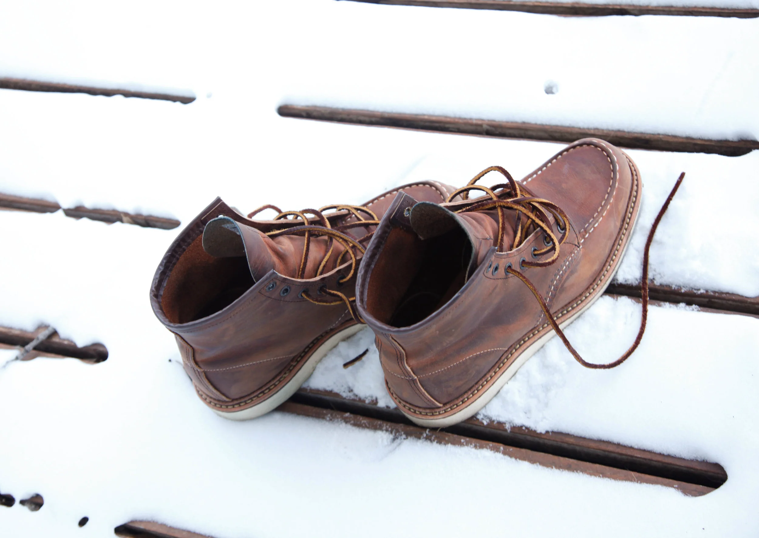 breaking in red wing moc toe